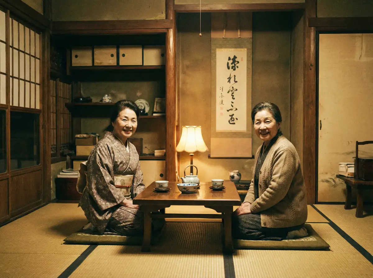 两位优雅的 怪奇物语第四季在线观看 在日式茶室中品茶交谈